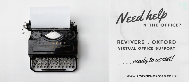 Admin services advert showing a vintage typewriter